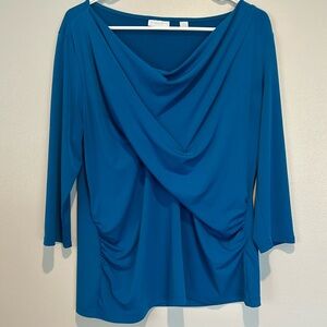 New York & Company - Womens Blue Stretch Ruched Top Sz. XL